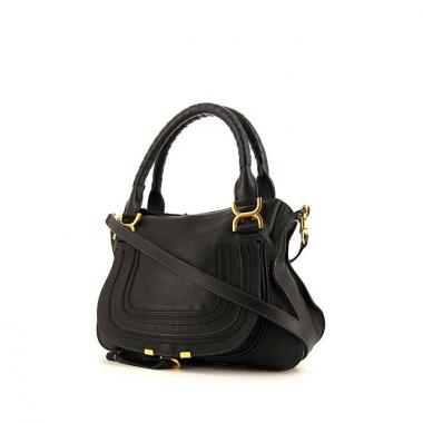 Bolso de mano Chloé Marcie modelo mediano en cuero granulado negro