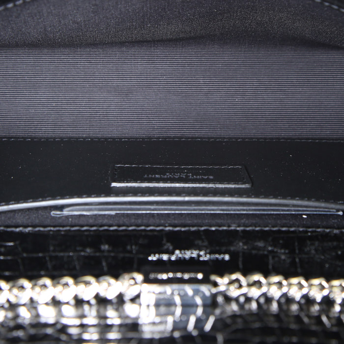 Borsa a tracolla Saint Laurent Kate in pelle nera simil coccodrillo - Detail D2