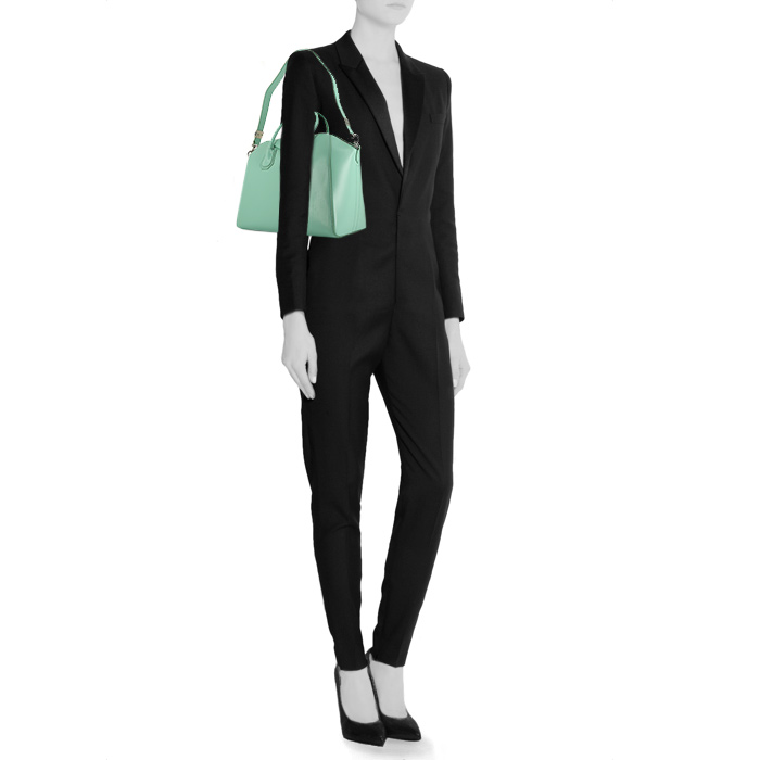 Bolso de mano Givenchy  Antigona modelo pequeño  en cuero turquesa - Detail D2