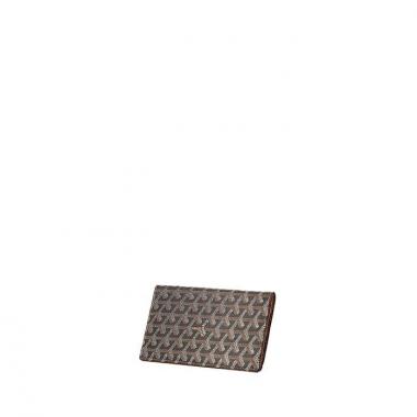 Portefeuille Goyard Saint Pierre en toile monogram noire et cuir marron