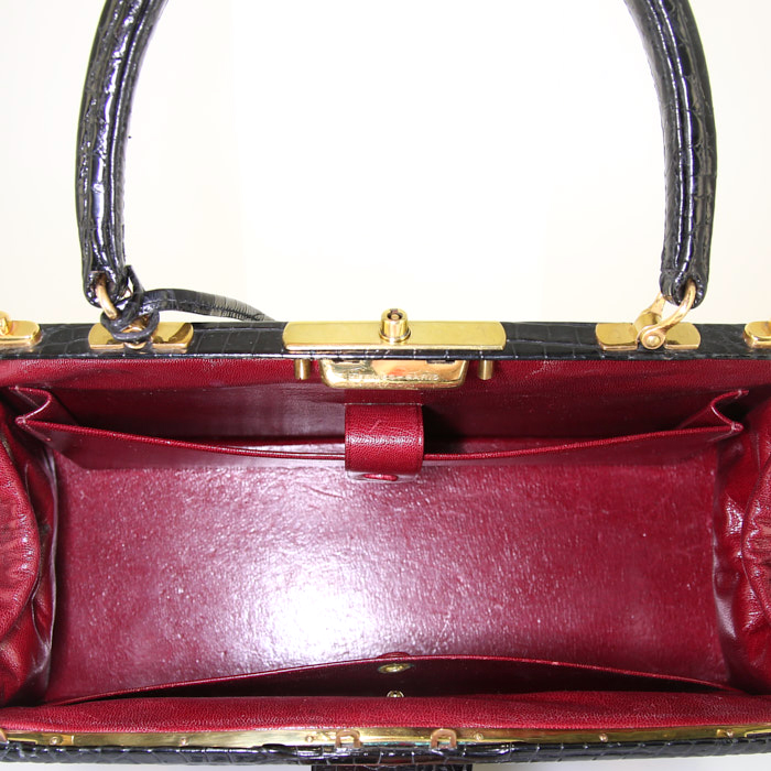 Porta-documentos Hermès Mallette en cocodrilo negro - Detail D3