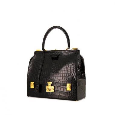 Borsa portadocumenti Hermès Mallette in coccodrillo nero