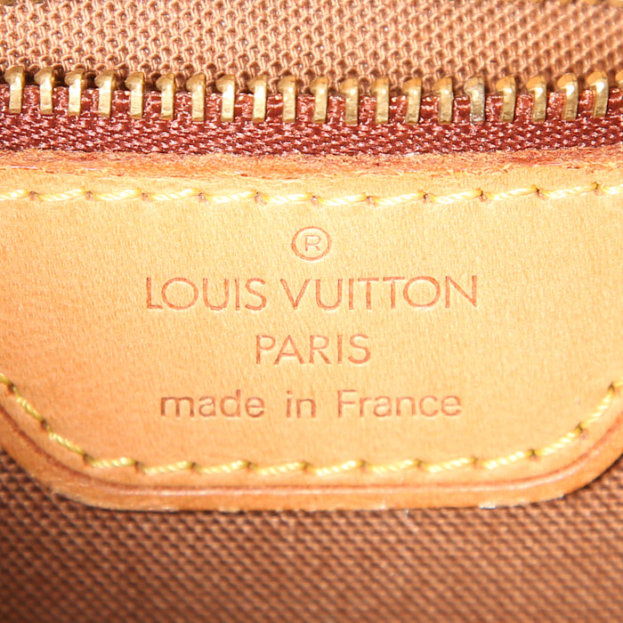 Bolso Cabás Louis Vuitton pequeño en lona Monogram marrón y cuero natural - Detail D3