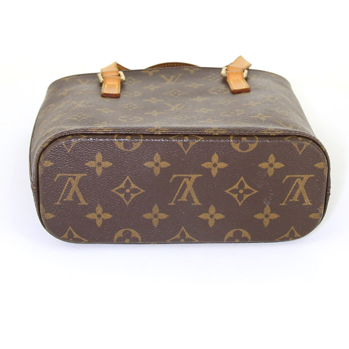 Shopping bag Louis Vuitton piccola in tela monogram marrone e pelle naturale - Detail D4