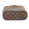 Shopping bag Louis Vuitton piccola in tela monogram marrone e pelle naturale - Detail D4 thumbnail