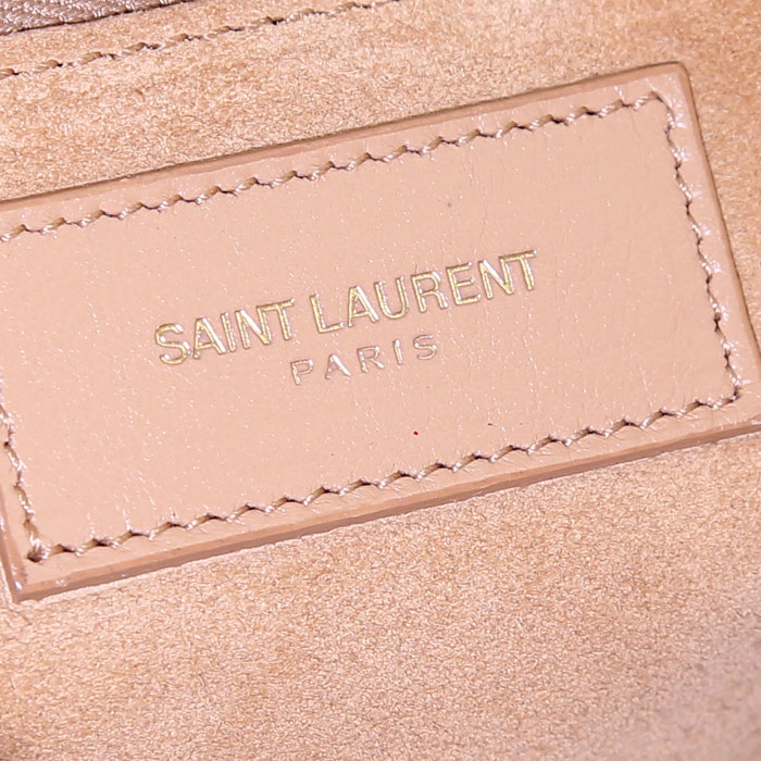 Bolso de mano Saint Laurent Sac de jour modelo pequeño en cuero beige - Detail D4