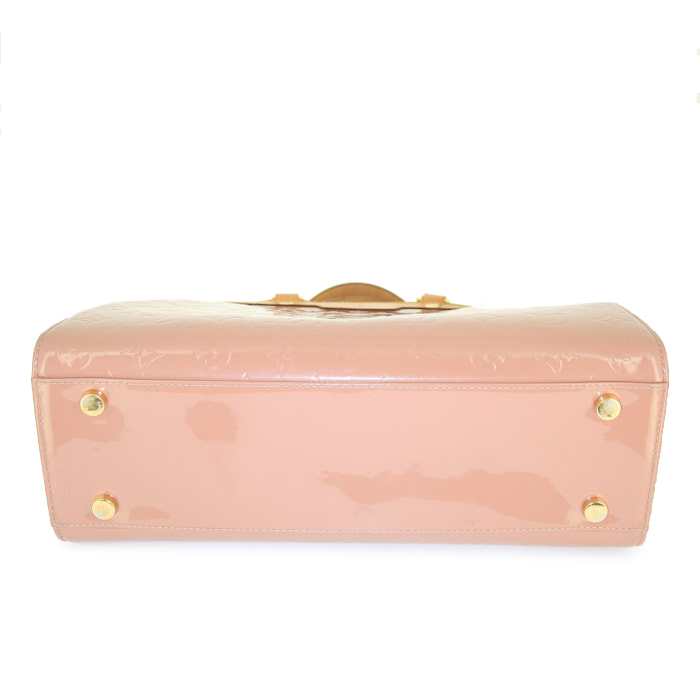 Louis Vuitton Brea handbag in pink monogram patent leather and natural leather - Detail D5