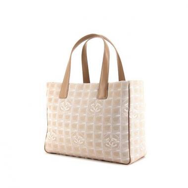 Chanel Petit Shopping handbag in beige canvas and beige leather