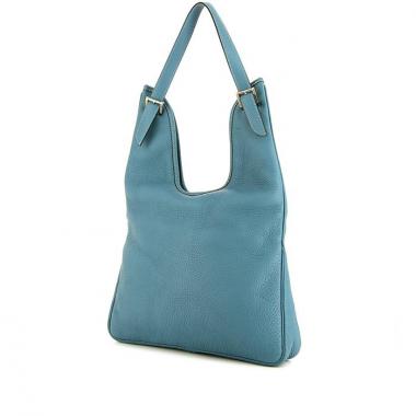 Bolso para llevar al hombro Hermes Massai en cuero togo azul