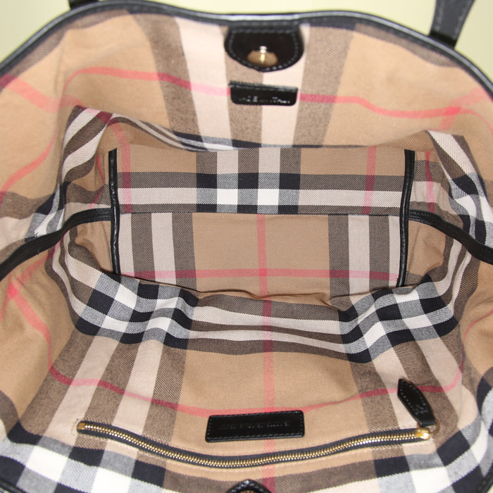 Shopping bag Burberry in pelle nera - Detail D2