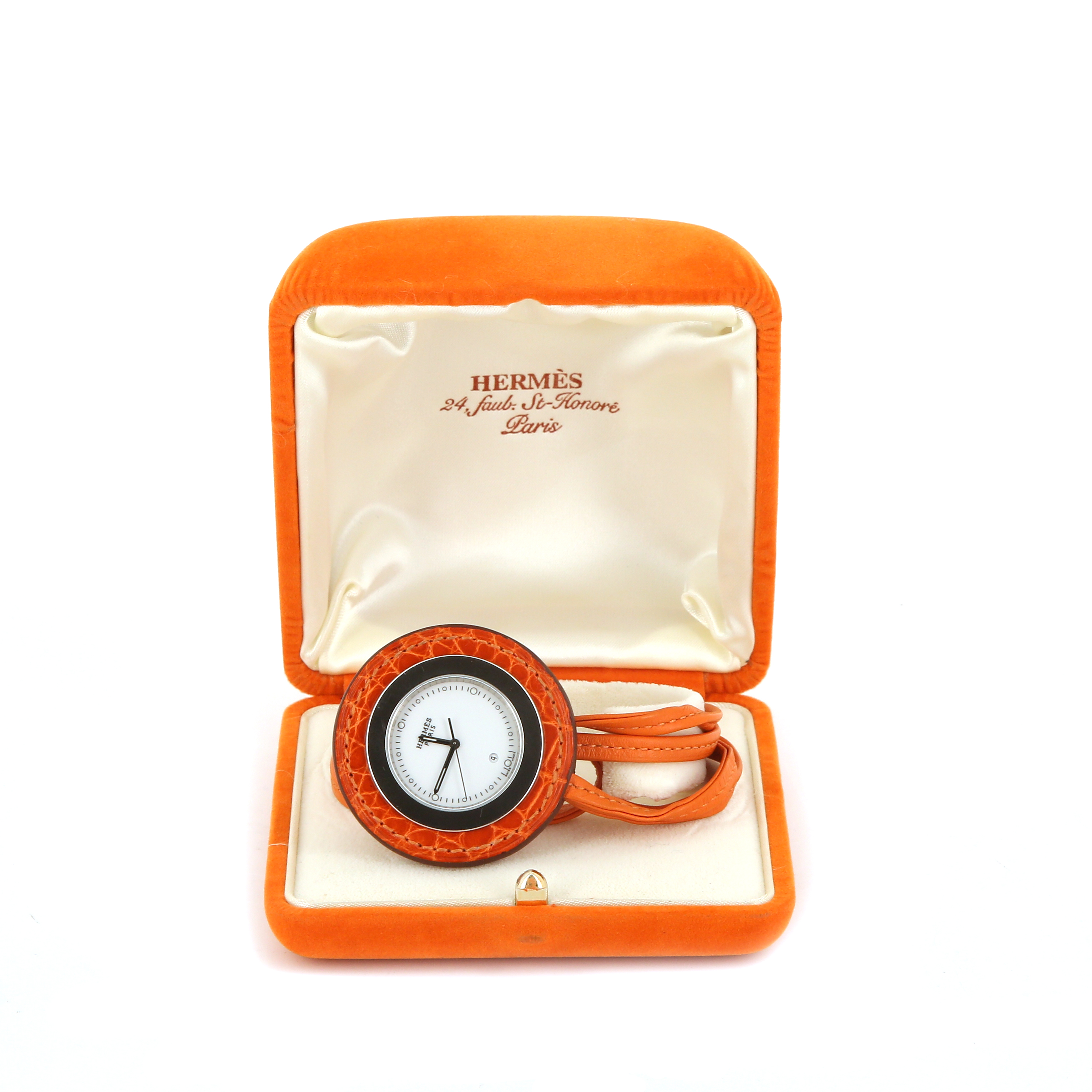 Hermès watch in orange leather and stainless steel Circa  2000 - Detail D2