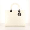 Dior Lady Dior large model handbag in white patent leather - 360 thumbnail