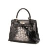 Hermes Kelly 25 cm handbag in black alligator - 00pp thumbnail