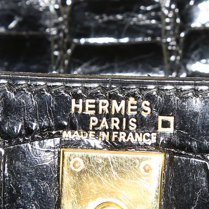 Borsa Hermes Kelly 25 cm in alligatore nero - Detail D4