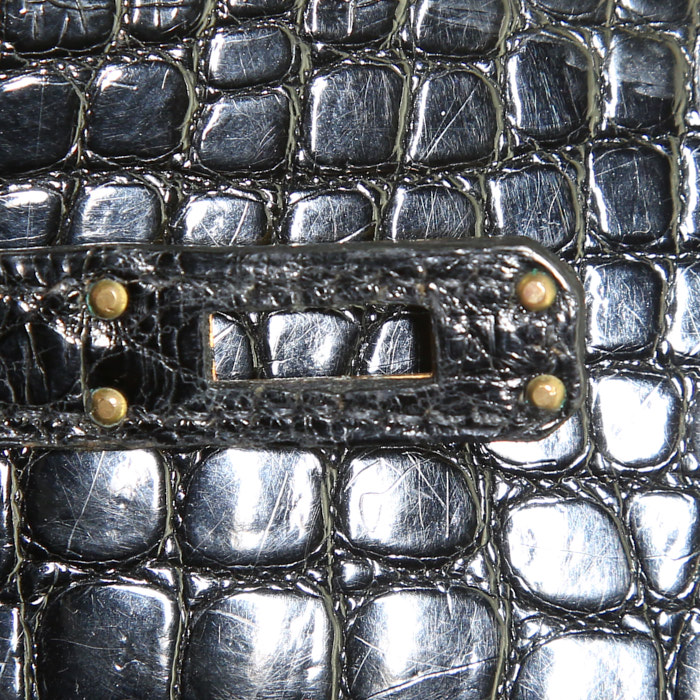 Sac à main Hermes Kelly 25 cm en alligator noir - Detail D5
