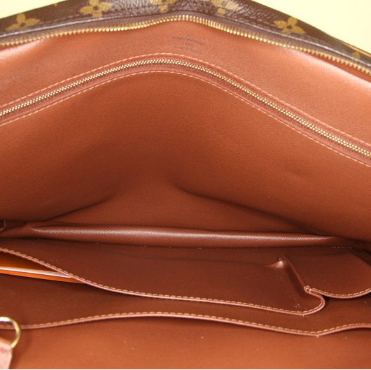 Borsa portadocumenti Louis Vuitton Voyage in tela monogram marrone e pelle naturale - Detail D2