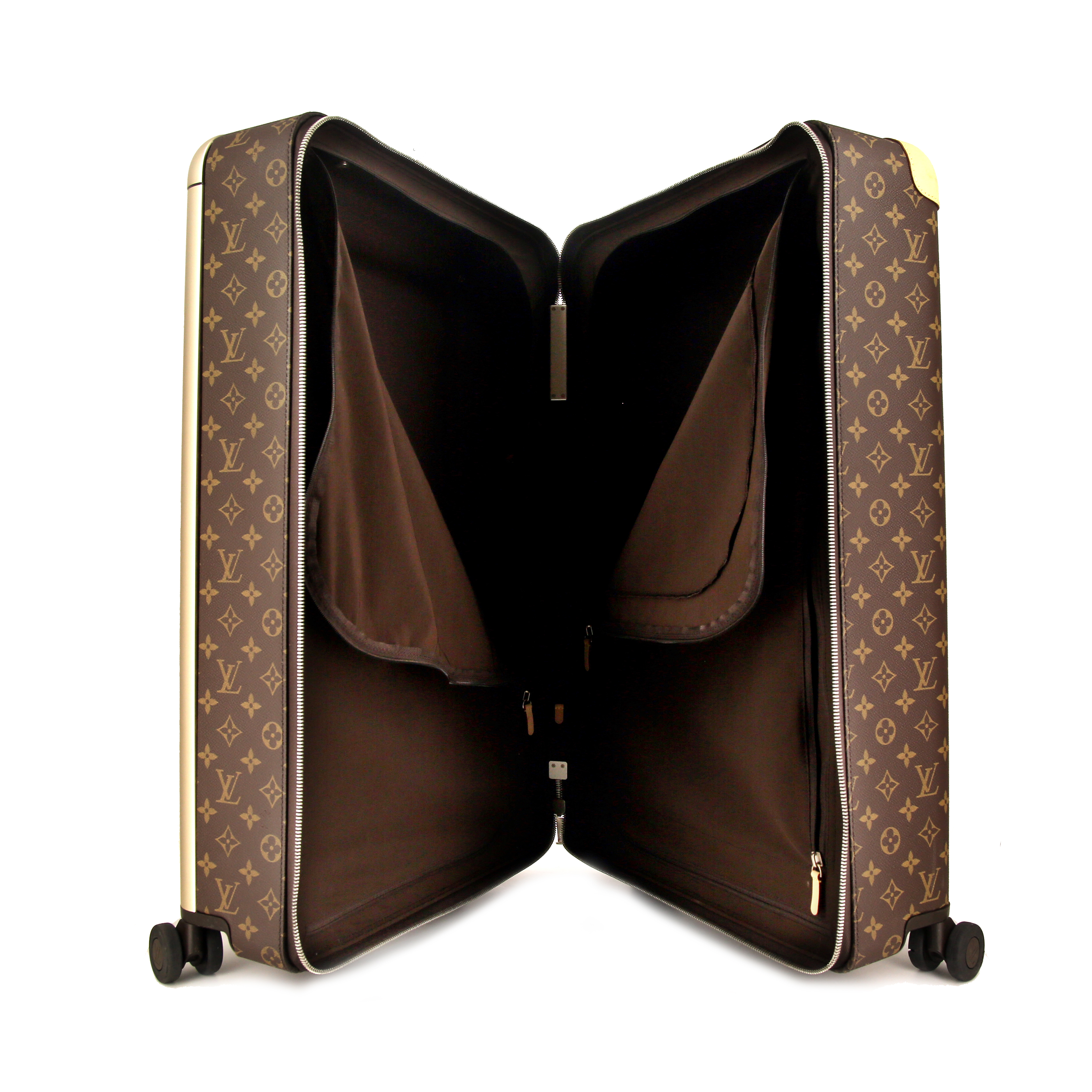 Louis Vuitton Horizon 70 travel bag in brown monogram canvas and natural leather - Detail D2