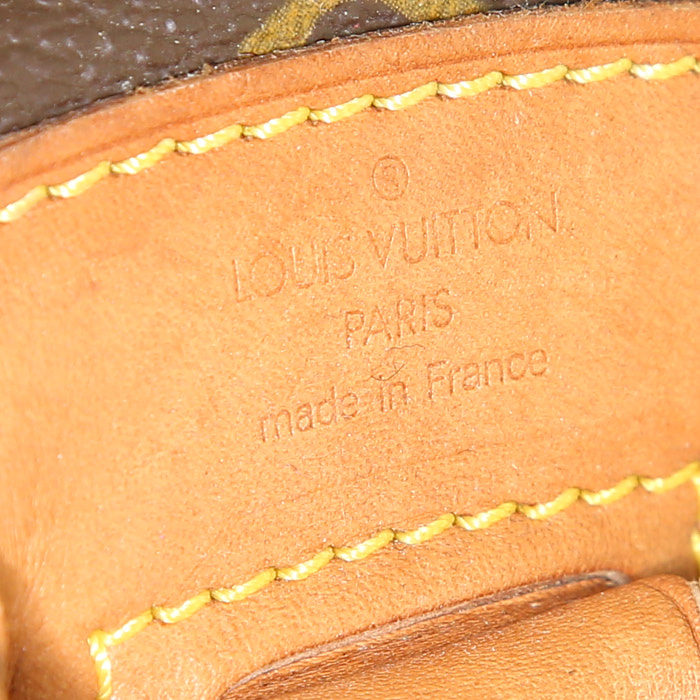 Sac à dos Louis Vuitton Montsouris petit modèle en toile monogram marron et cuir naturel - Detail D3