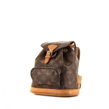 Sac à dos Louis Vuitton Montsouris petit modèle en toile monogram marron et cuir naturel