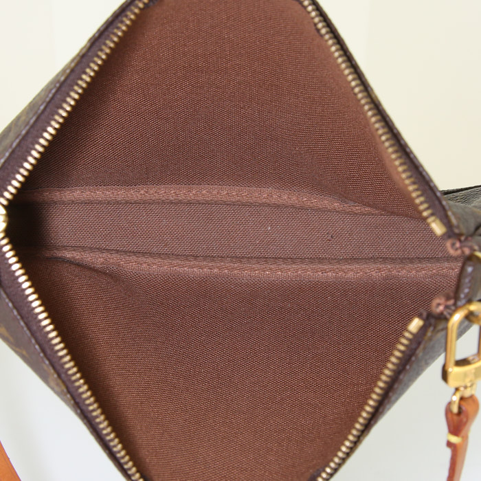 Louis Vuitton Pochette accessoires pouch in brown monogram canvas and natural leather - Detail D2