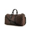 Borsa da viaggio Louis Vuitton Keepall 45 in tela monogram marrone e pelle nera - 00pp thumbnail