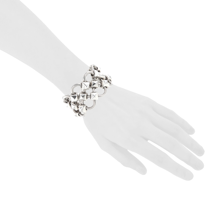 Articulated Hermès Lancelot cuff bracelet in silver - Detail D1