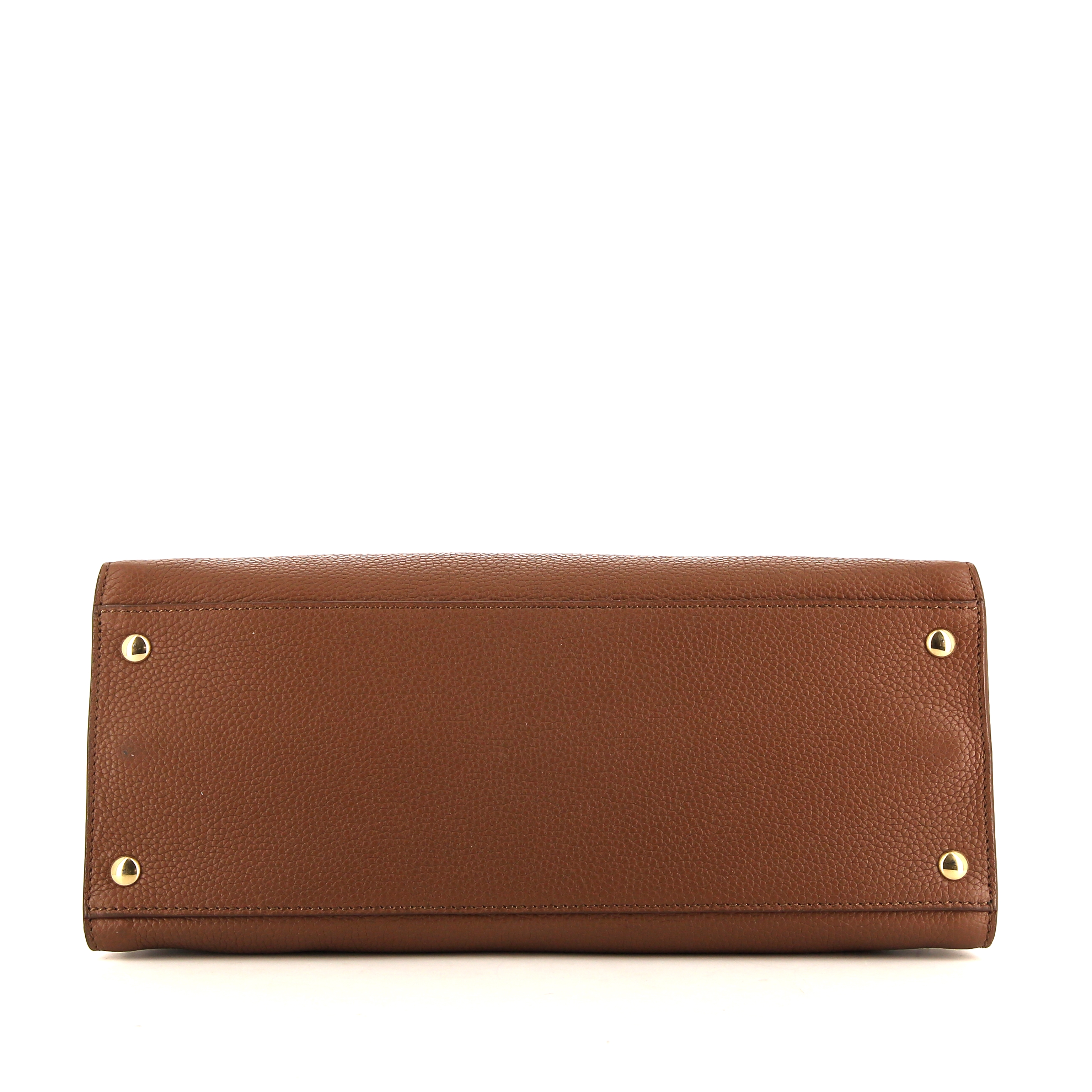 Salvatore Ferragamo Sofia bag worn on the shoulder or carried in the hand in brown grained leather - Detail D5