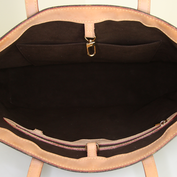 Sac Louis Vuitton Wilshire en toile monogram et cuir naturel - Detail D2