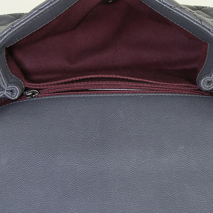 Borsa a tracolla Chanel Handle in pelle martellata grigia - Detail D3