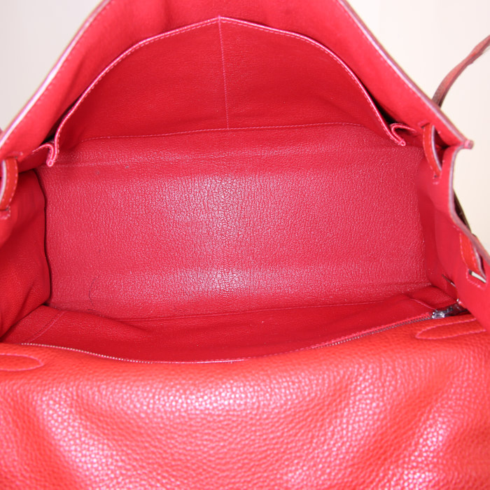 Bolso de mano Hermes Kelly 32 cm en cuero togo rojo - Detail D3