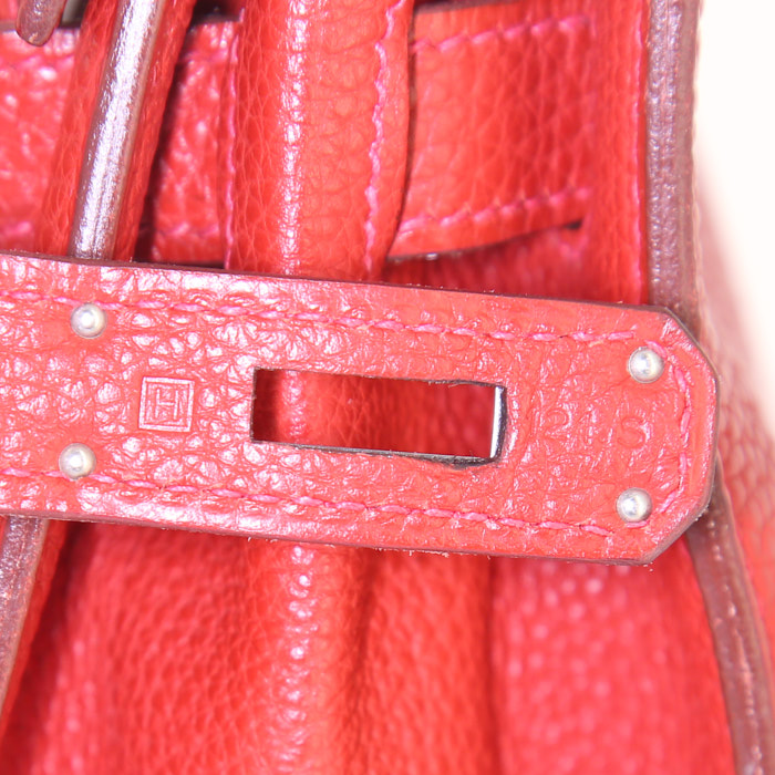 Sac à main Hermes Kelly 32 cm en cuir togo rouge - Detail D5