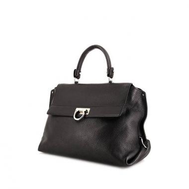Bolso de mano Salvatore Ferragamo Sofia en cuero granulado negro