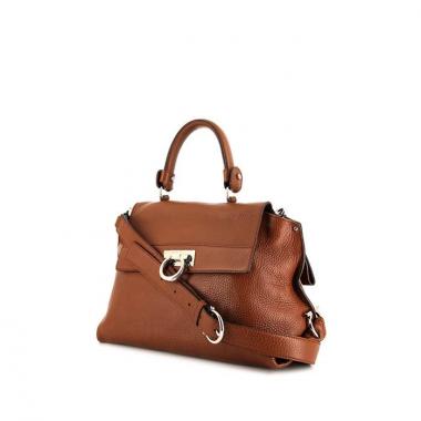 Sac bandoulière Salvatore Ferragamo Sofia en cuir grainé marron