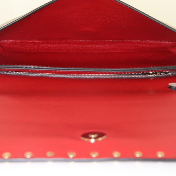 Pochette Valentino Garavani Rockstud en cuir beige - Detail D2