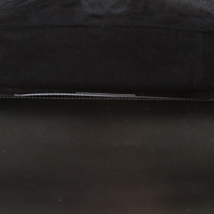 Bolso bandolera Saint Laurent Betty en piel de pitón negra y cuero negro - Detail D3