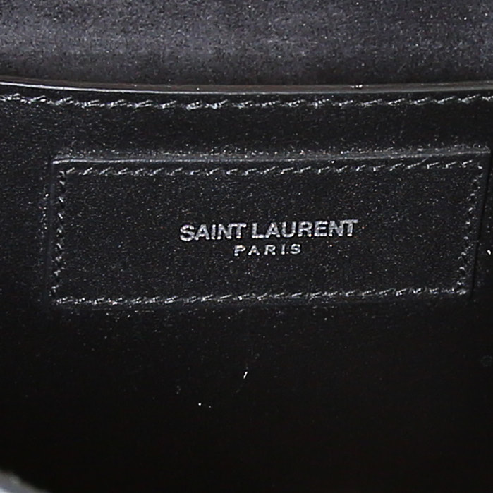 Saint Laurent Betty shoulder bag in black python and black leather - Detail D4