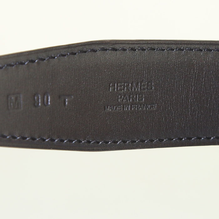 Cinturón Hermès Ceinture en cuero gris antracita - Detail D1