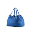 Shopping bag Bottega Veneta Cesta modello grande in pelle intrecciata blu - 00pp thumbnail