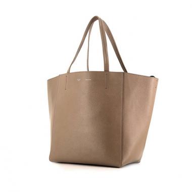 Shopping bag Celine Cabas Phantom in pelle martellata etoupe