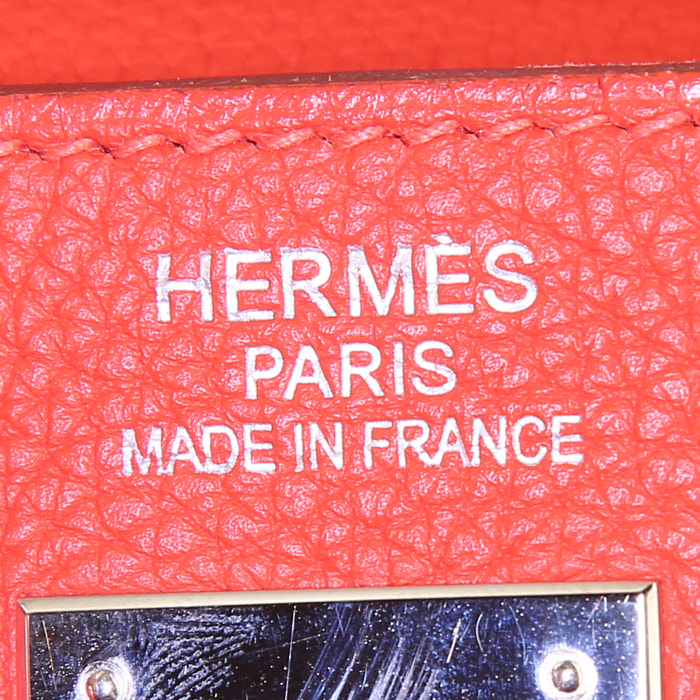 Sac à main Hermes Kelly 35 cm en cuir togo orange Capucine - Detail D4