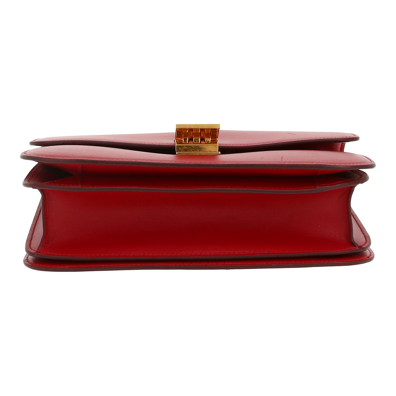 Borsa a tracolla Celine  Classic Box modello medio  in pelle box rossa - Detail D1