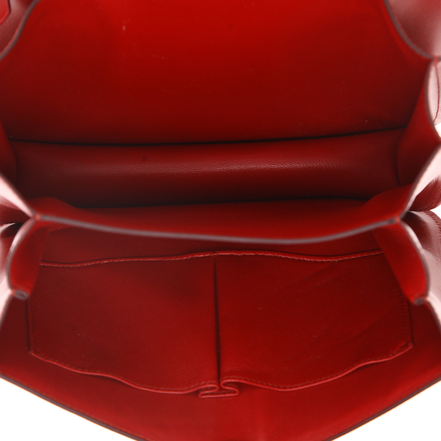 Celine  Classic Box medium model  shoulder bag  in red box leather - Detail D3