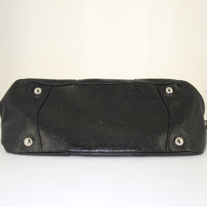 Prada Lux Chain shopping bag in black glittering leather - Detail D5