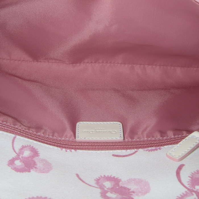 Dior Girly handbag in pink and white monogram canvas and white patent leather - Detail D2