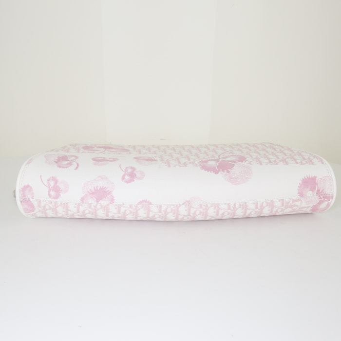 Sac à main Dior Girly en toile monogram rose et blanche et cuir verni blanc - Detail D4