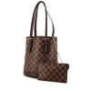 Shopping bag Louis Vuitton Bucket in tela a scacchi marrone e pelle marrone - 00pp thumbnail