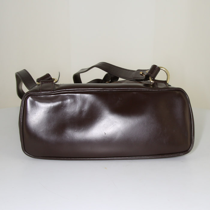 Louis Vuitton Soho backpack in ebene damier canvas and brown leather - Detail D4