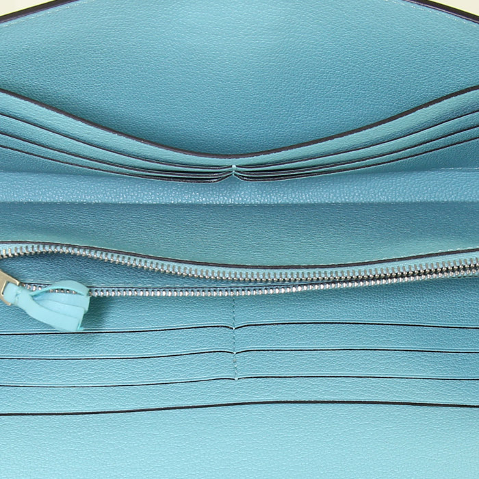 Hermès Kelly Ghillies wallet in Bleu Atoll Swift leather - Detail D2