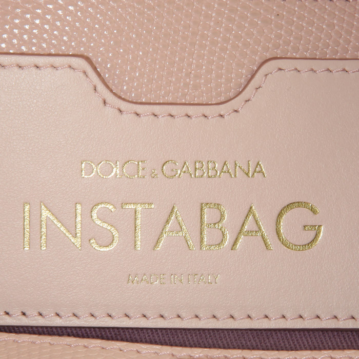 Borsa a tracolla Dolce & Gabbana Instabag in tela beige a fiori e pelle rosa - Detail D4
