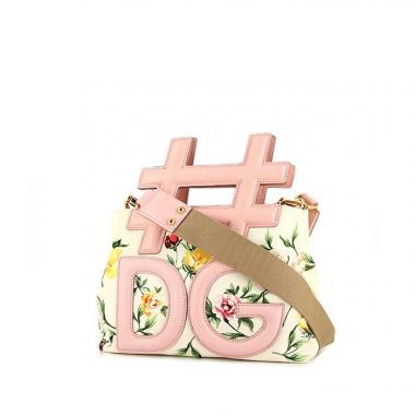 Dolce 
Gabbana Instabag shoulder bag in beige canvas and pink leather